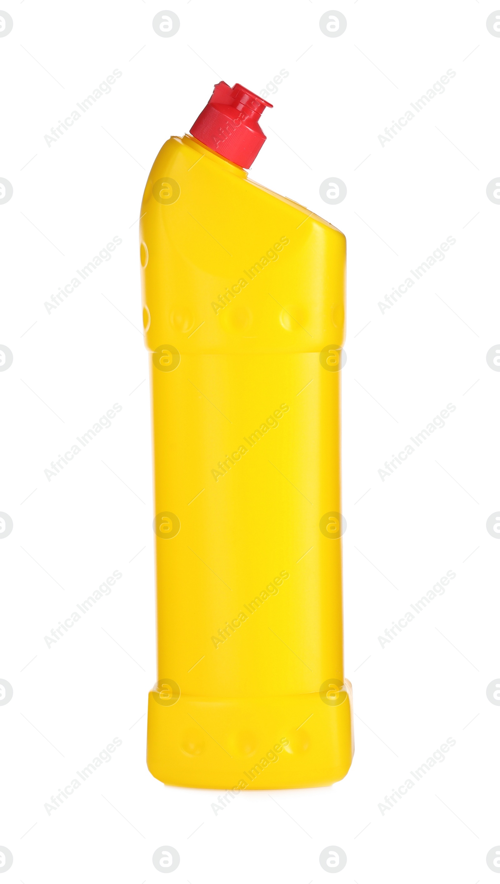 Photo of Yellow bottle of cleaning product isolated on white