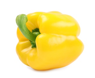 Photo of Ripe yellow bell pepper isolated on white