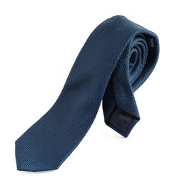 One blue necktie isolated on white. Men's accessory