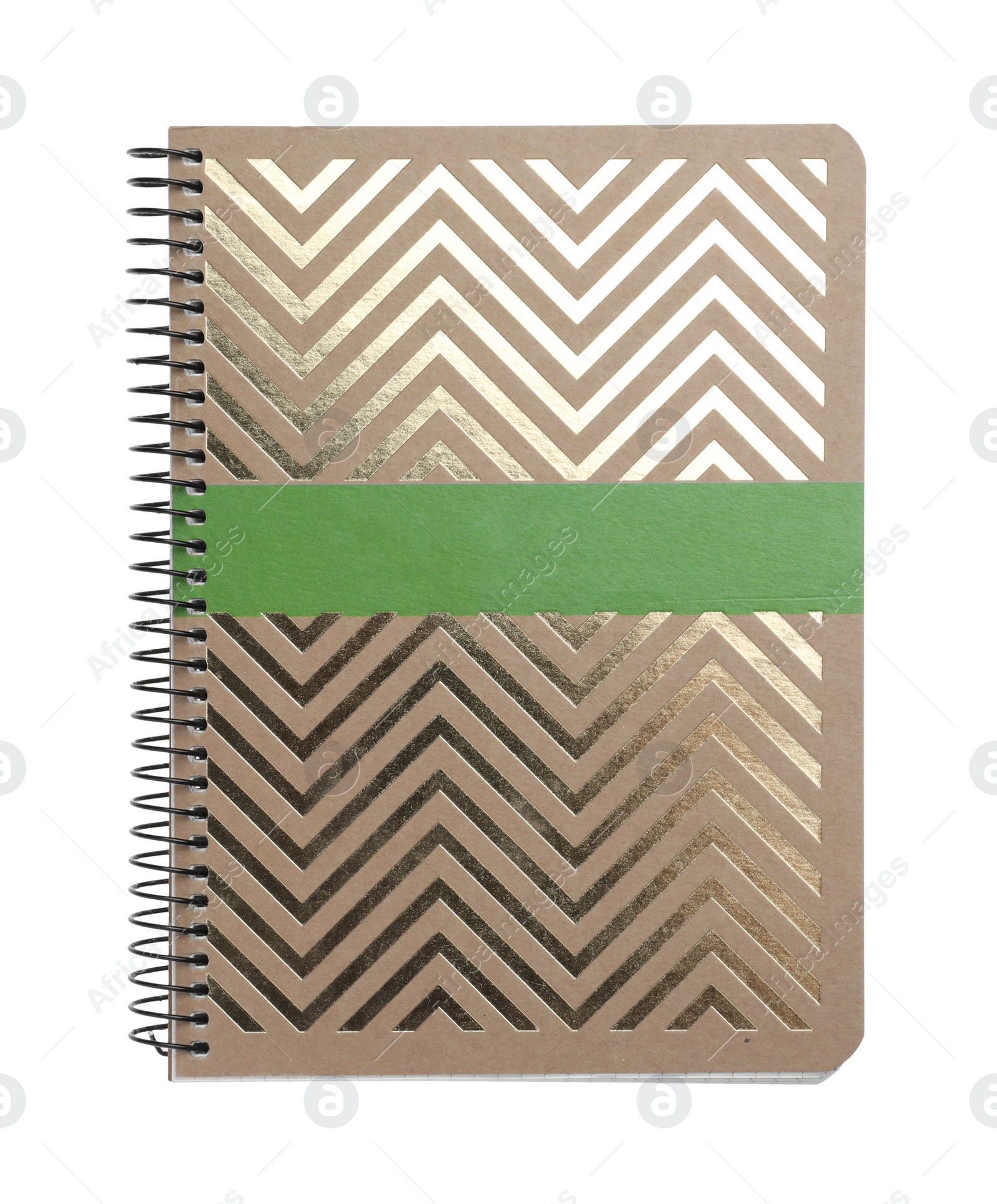 Photo of Stylish notebook isolated on white, top view. School stationery