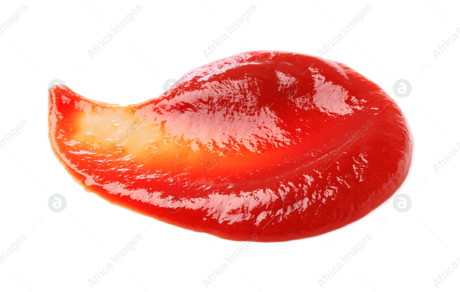 Photo of Tasty ketchup isolated on white. Tomato sauce