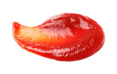 Photo of Tasty ketchup isolated on white. Tomato sauce