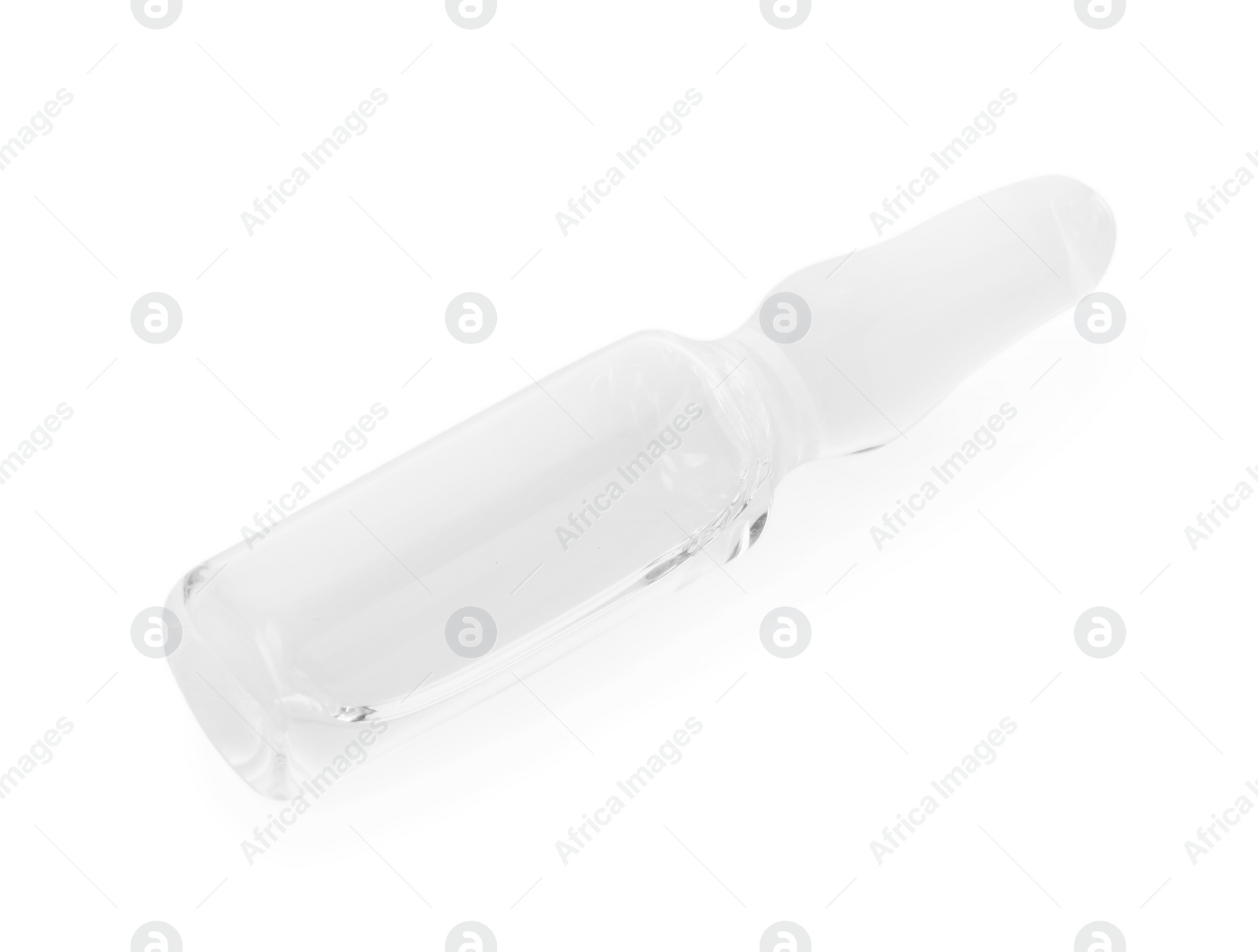 Photo of One glass ampoule with liquid isolated on white