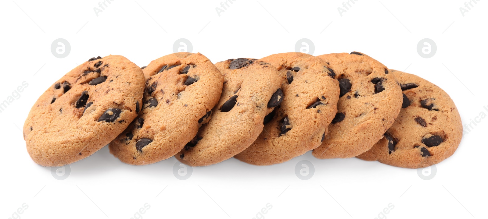 Photo of Delicious chocolate chip cookies isolated on white