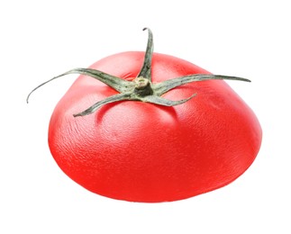 Slice of fresh ripe tomato isolated on white