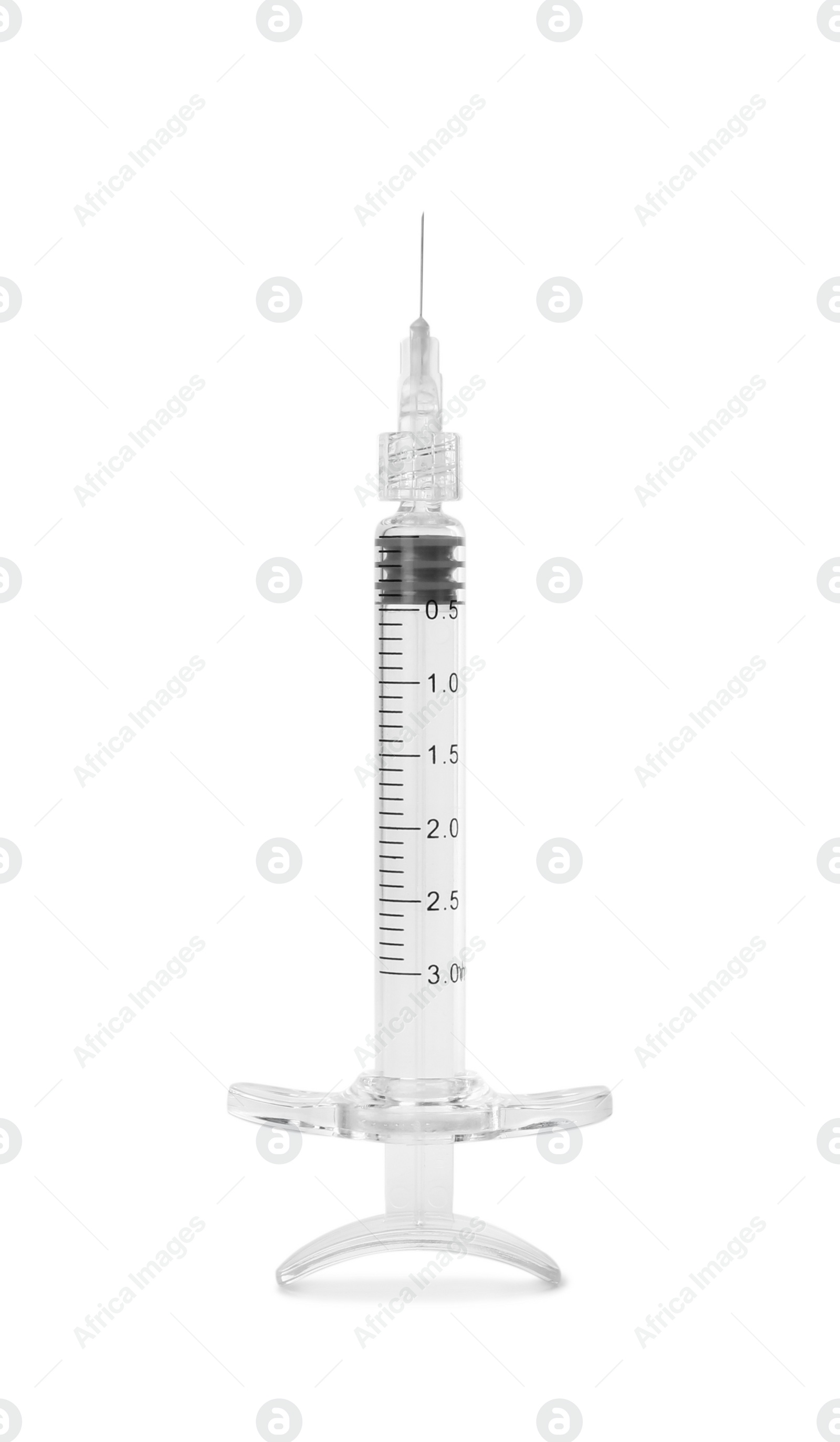 Photo of Injection cosmetology. One medical syringe isolated on white