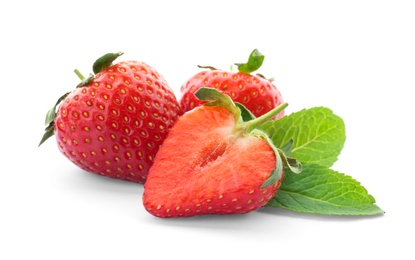 Delicious ripe strawberries on white background