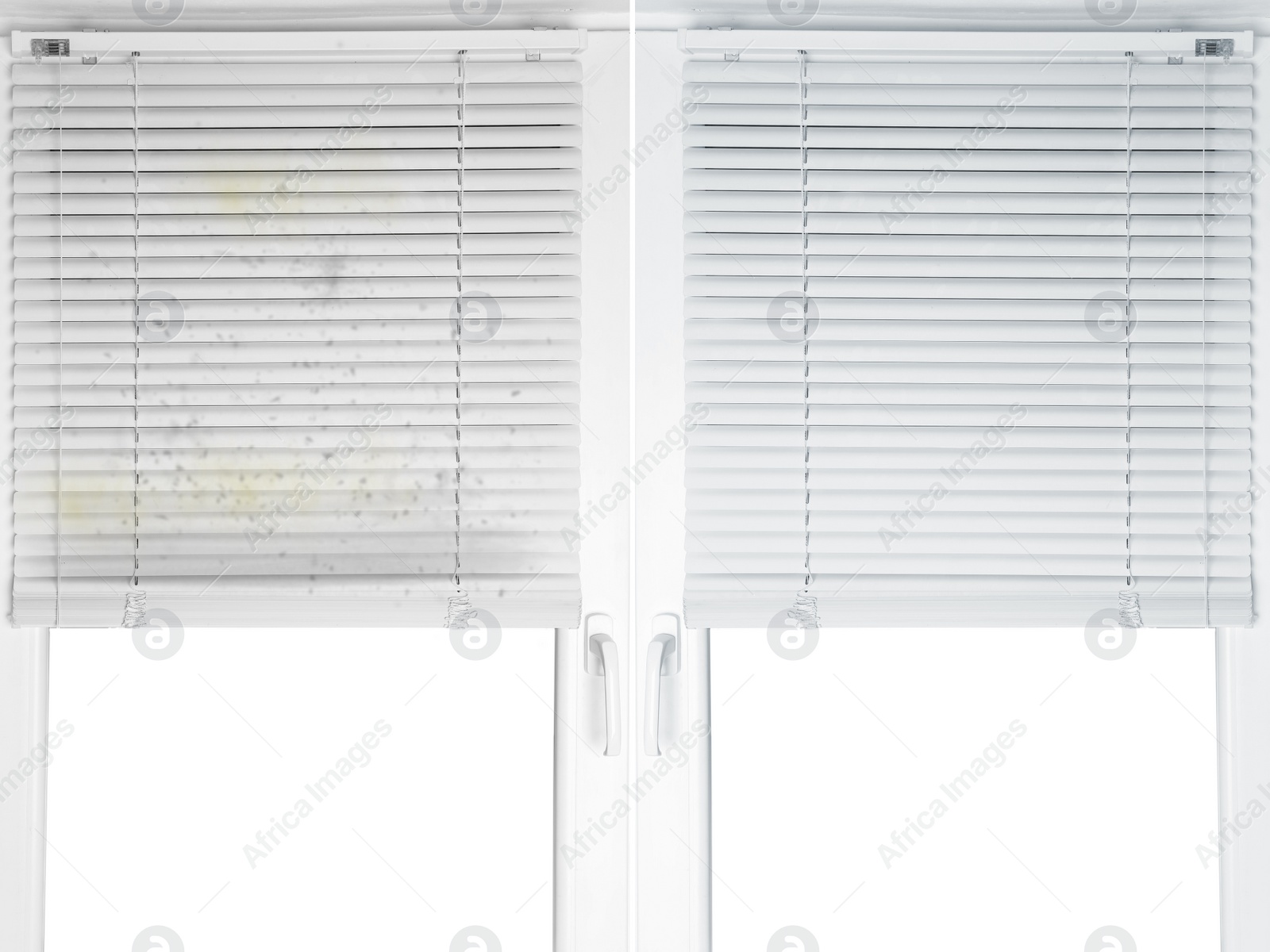 Image of Window with dirty and clean blinds 