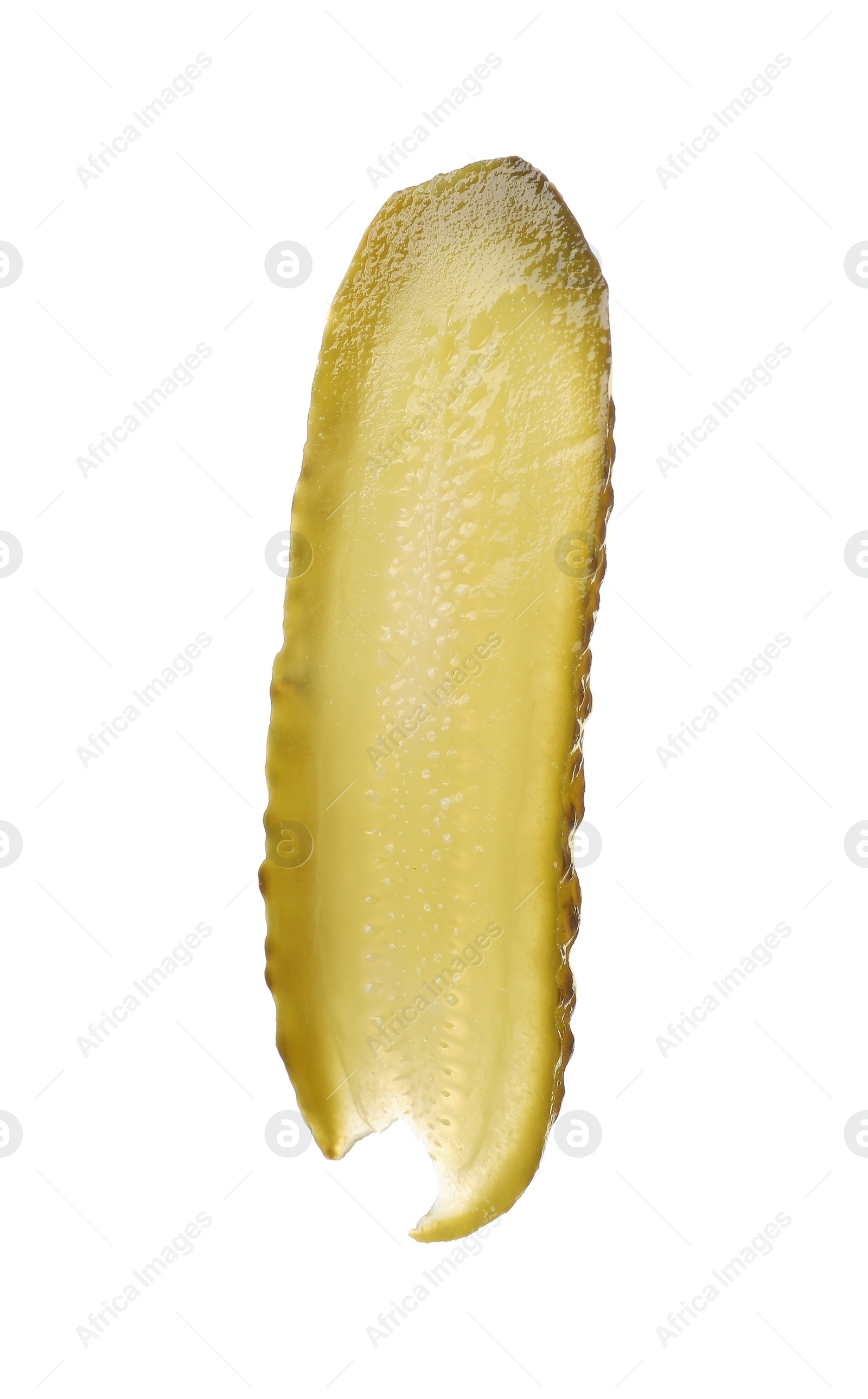 Photo of Slice of pickled cucumber isolated on white