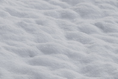 Photo of Beautiful snow as background, closeup. Winter weather