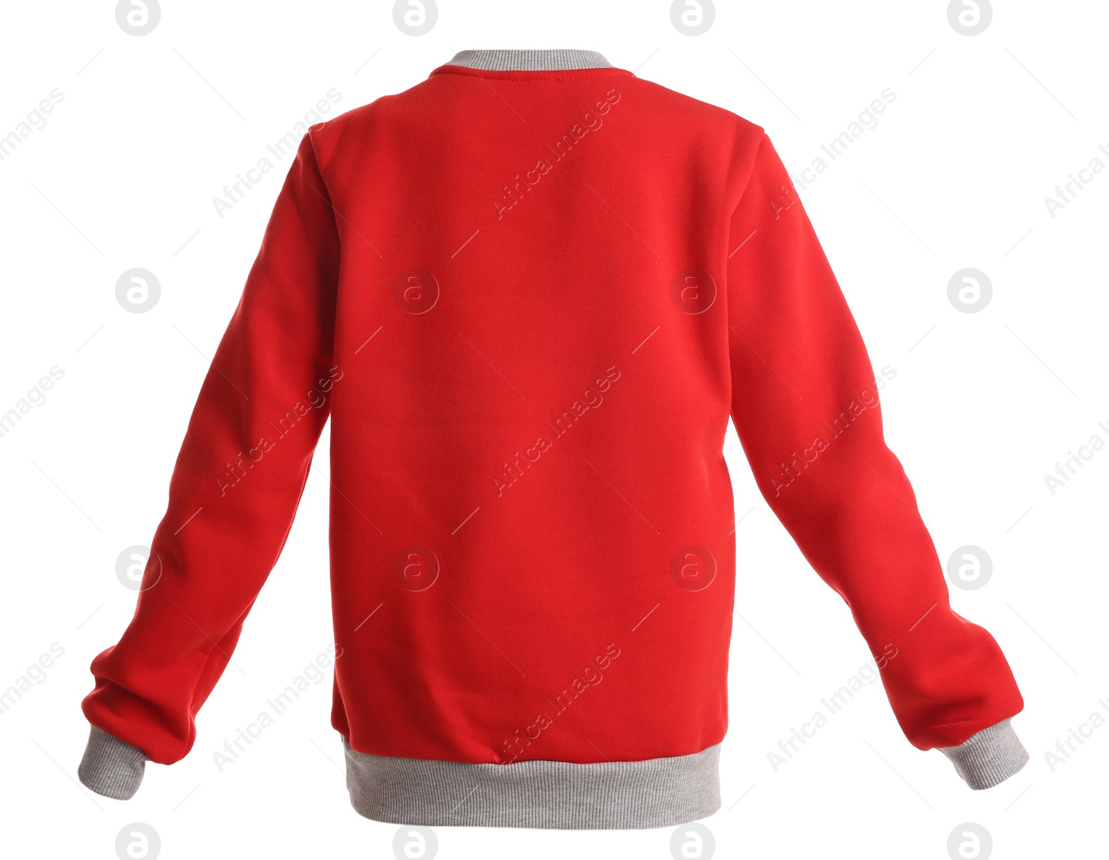 Image of Warm red Christmas sweater on white background, back side