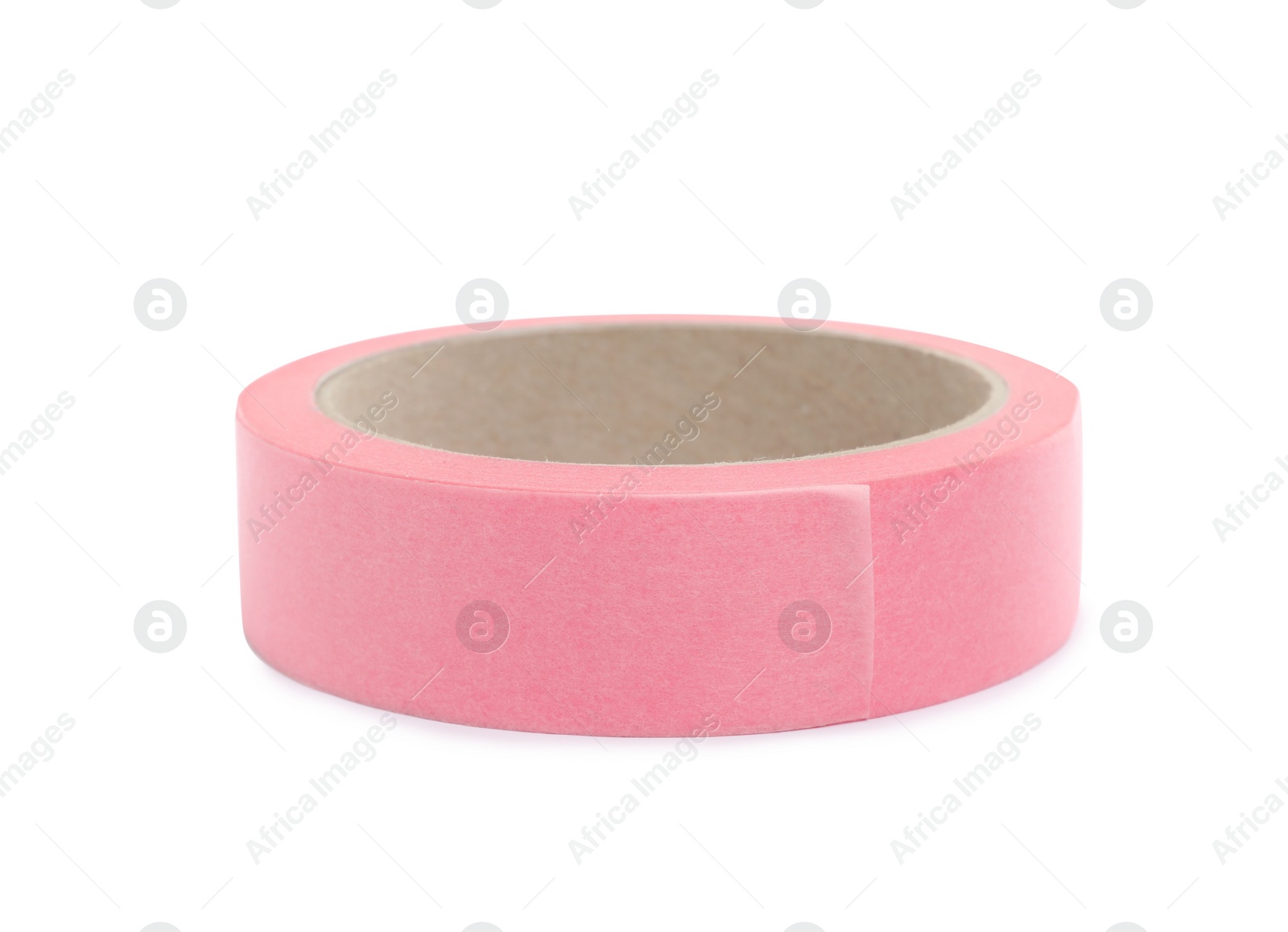 Photo of Roll of pink adhesive tape isolated on white