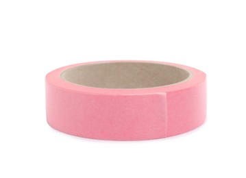 Roll of pink adhesive tape isolated on white