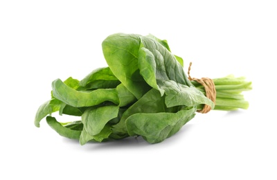 Bundle of fresh spinach isolated on white