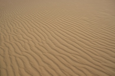 Beautiful view of rippled sandy surface in desert as background