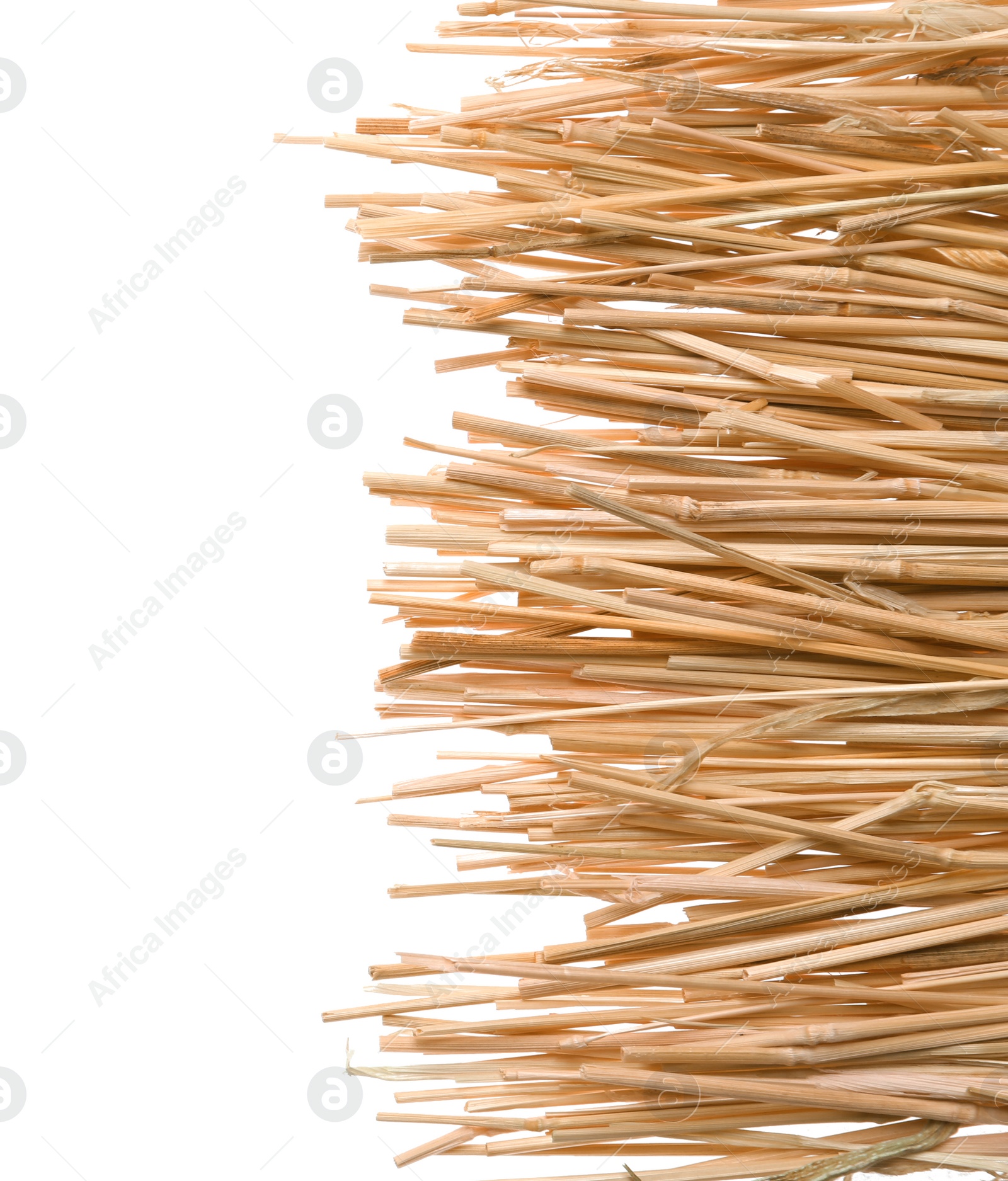 Photo of Dried hay on white background, top view