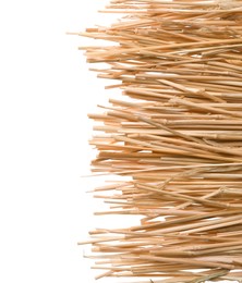 Photo of Dried hay on white background, top view