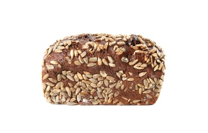 Rye bread with sunflower seeds isolated on white