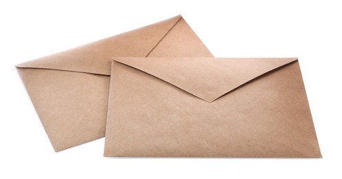 Photo of Two brown paper envelopes on white background