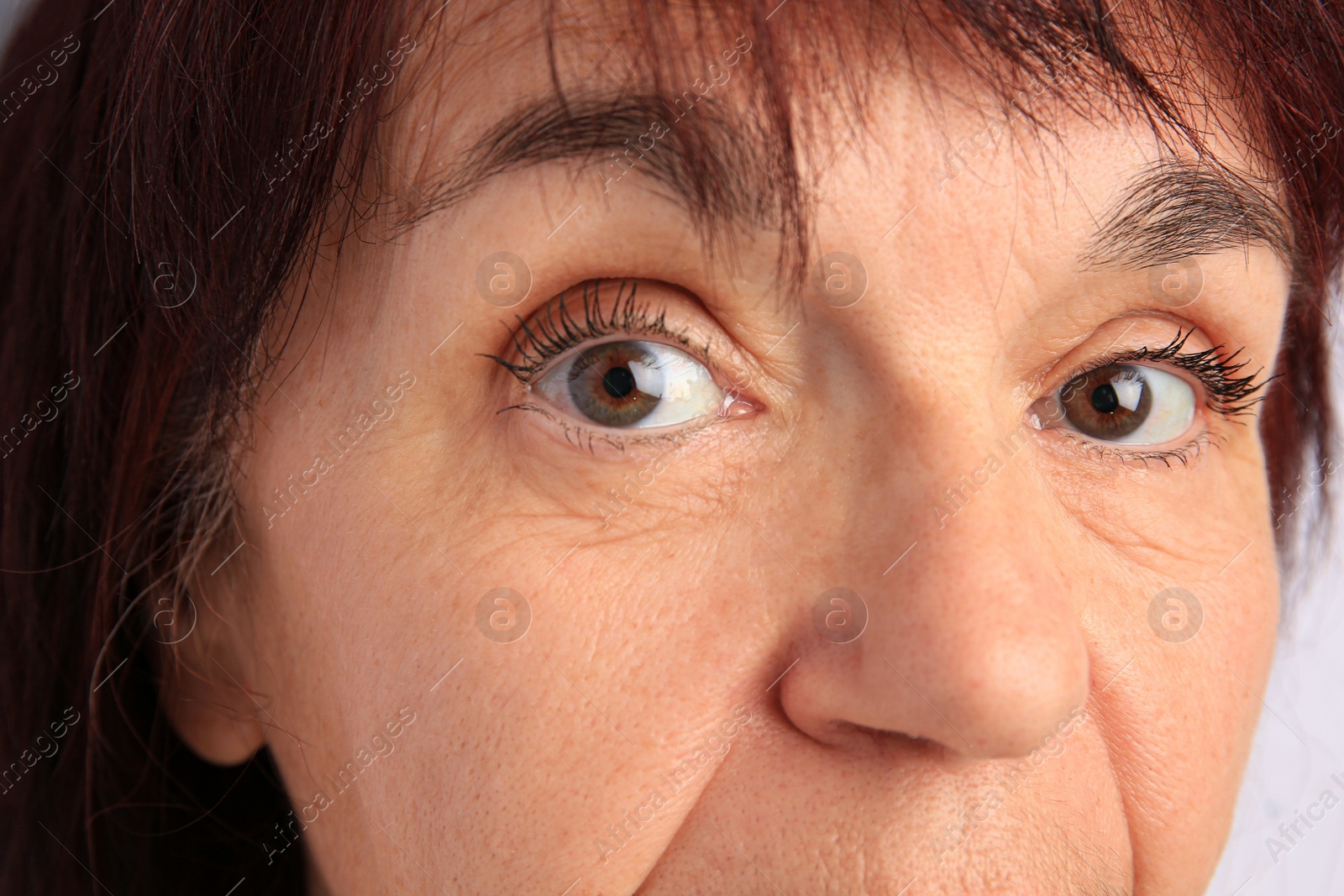 Photo of Skin care. Senior woman, closeup view of eyes