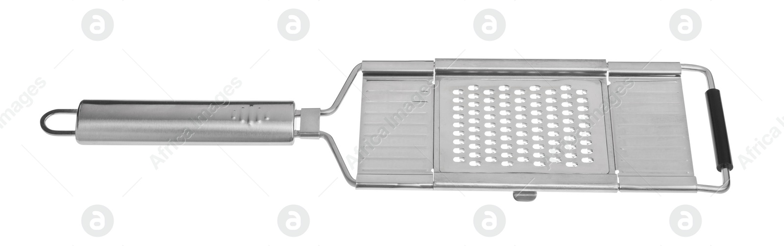 Photo of One metal grater for cheese isolated on white