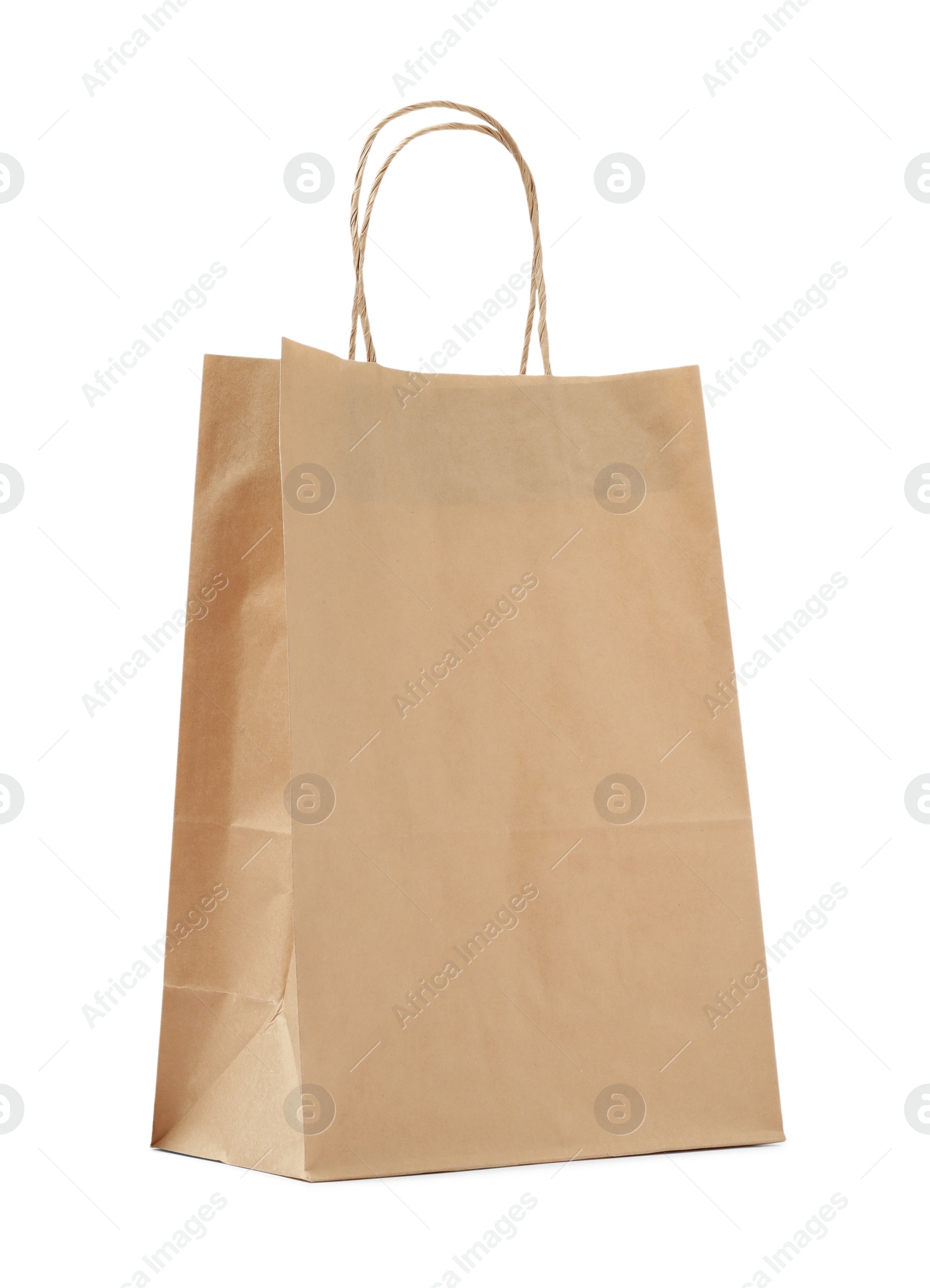 Photo of Empty shopping paper bag isolated on white