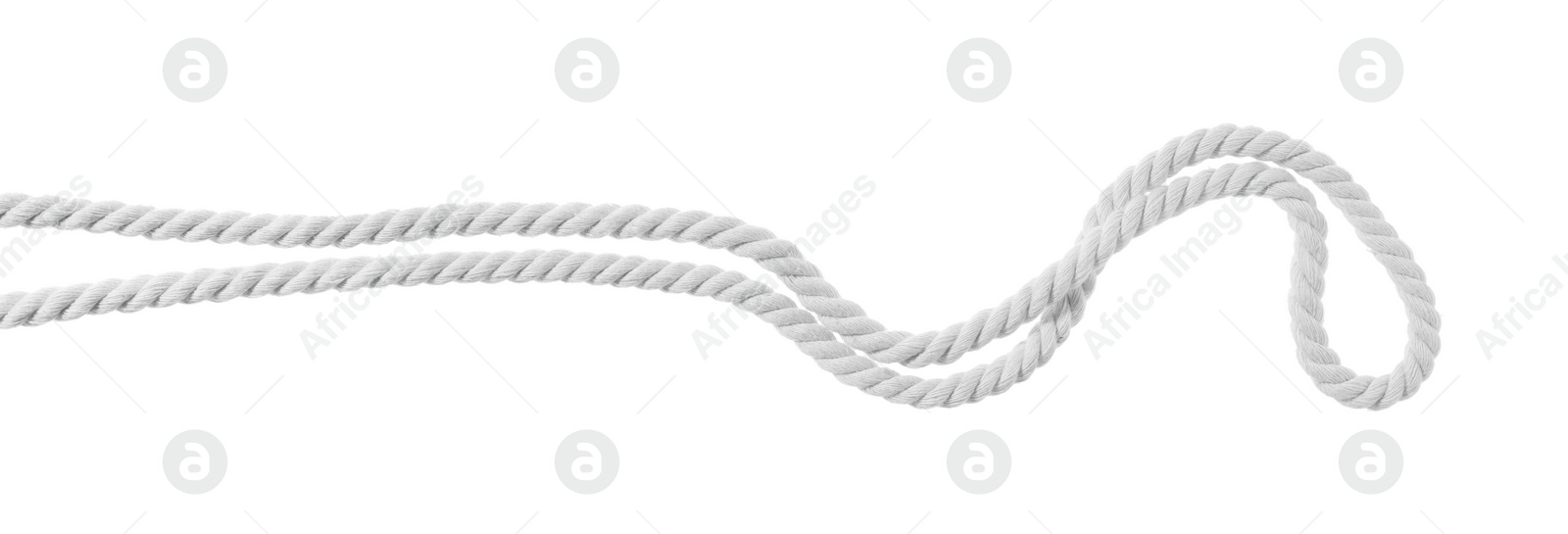 Photo of Hemp rope isolated on white. Natural material