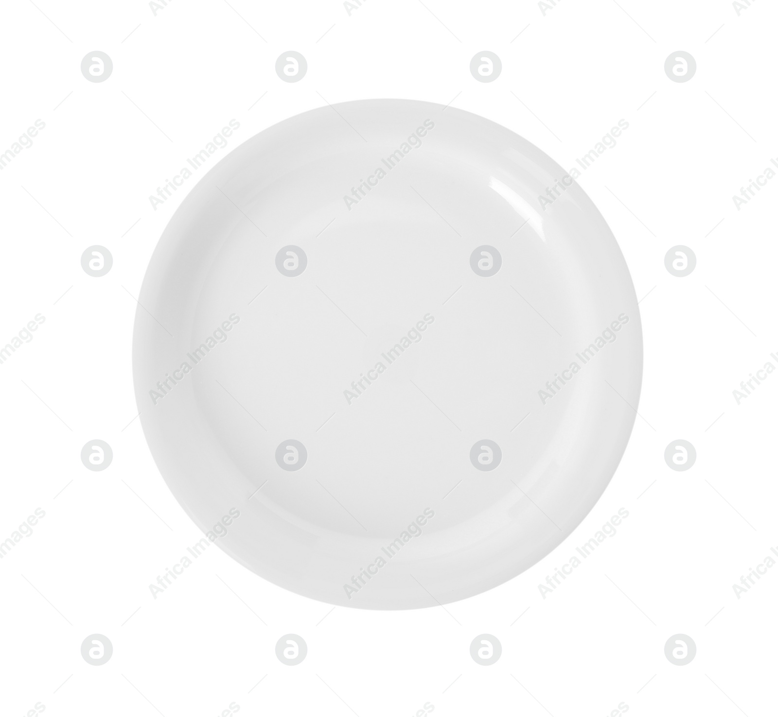 Photo of New ceramic plate isolated on white, top view