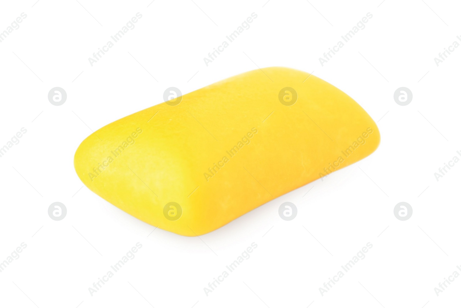 Photo of One tasty yellow chewing gum isolated on white