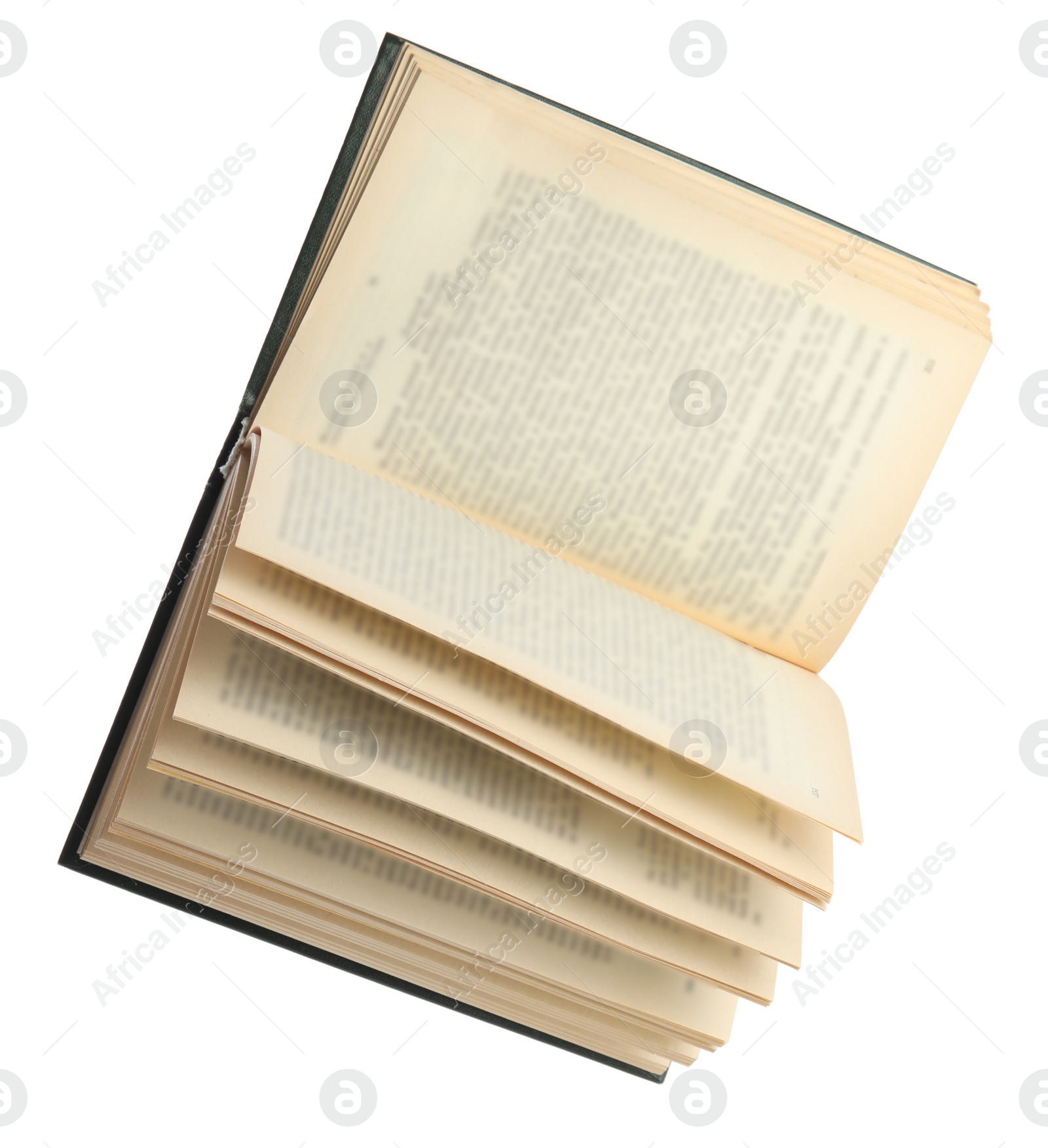 Photo of Open old hardcover book isolated on white