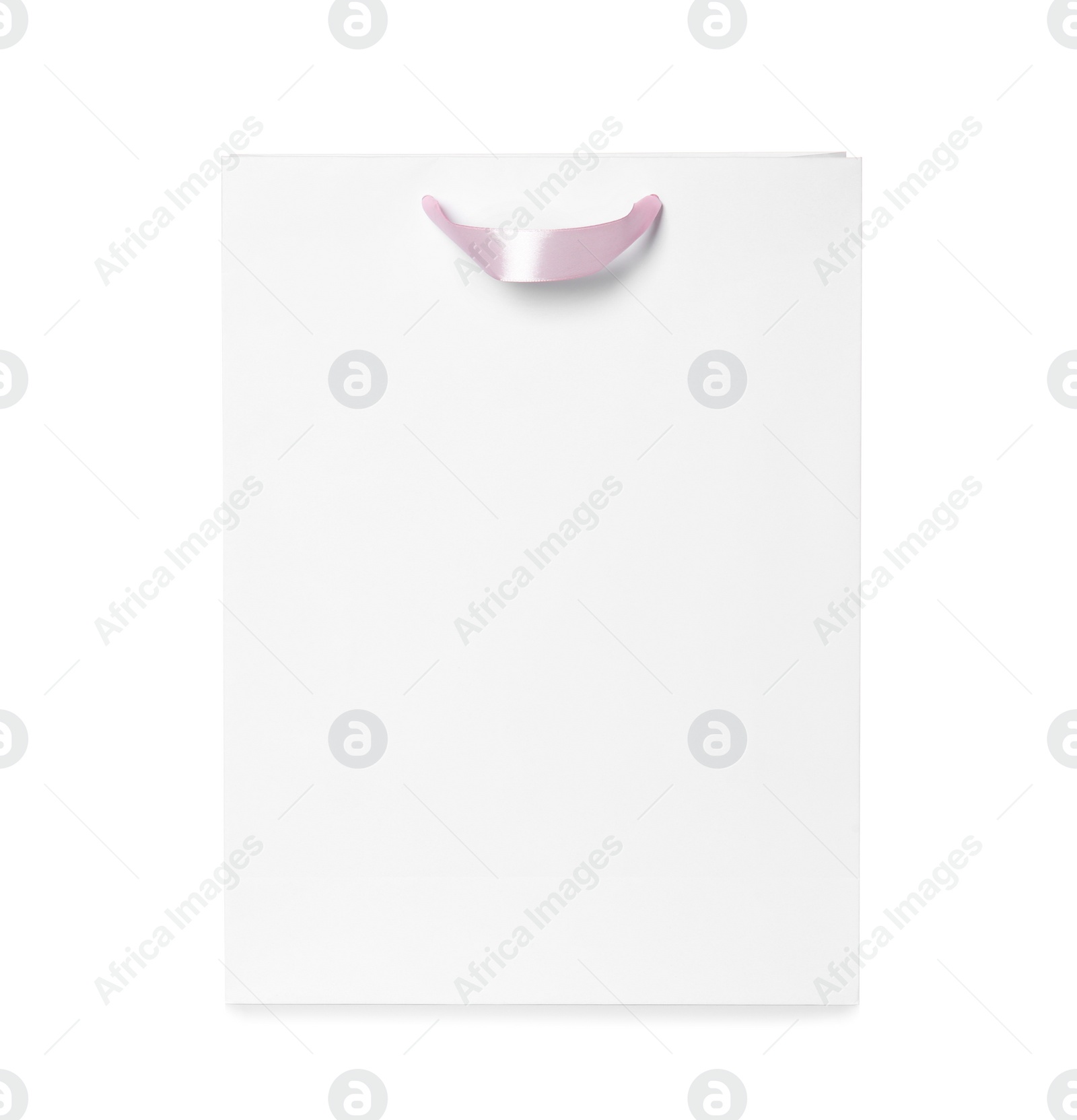 Photo of Paper shopping bag isolated on white. Mock up for design