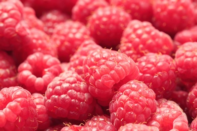 Photo of Ripe aromatic raspberries as background