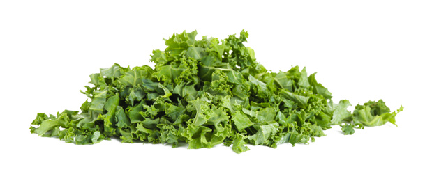 Photo of Fresh green kale leaves isolated on white