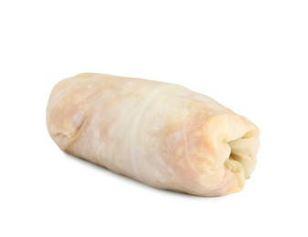 Photo of Uncooked stuffed cabbage roll isolated on white