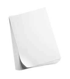 Blank sheets of paper on white background, top view