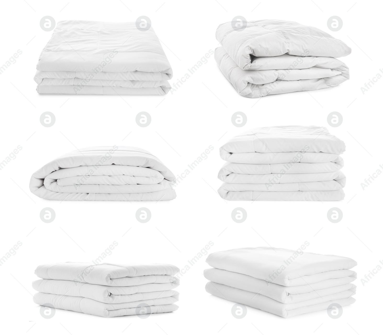 Image of Set of folded blankets isolated on white