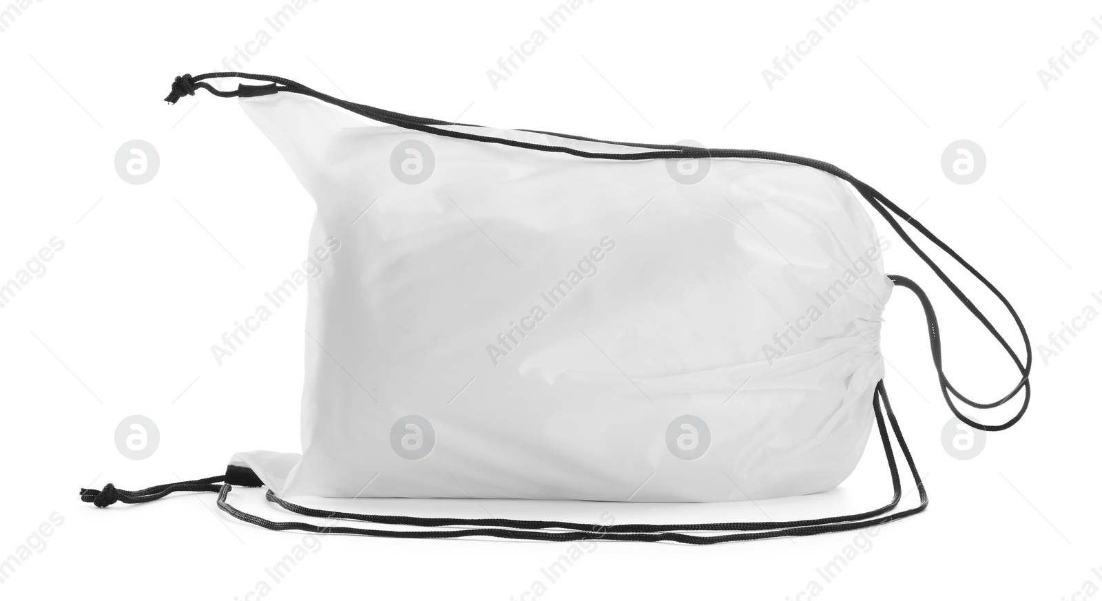 Photo of One beautiful drawstring bag isolated on white