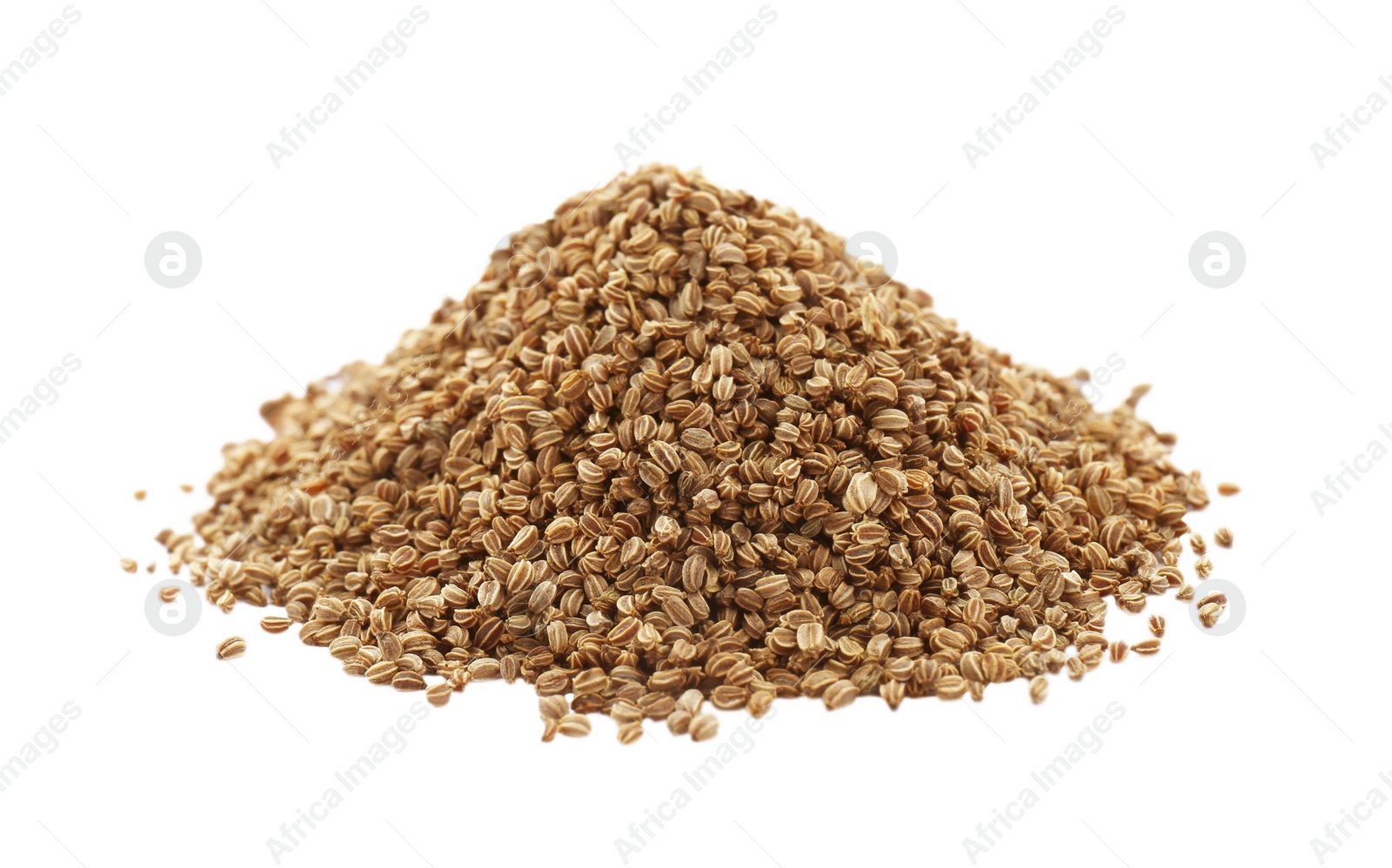 Photo of Pile of celery seeds isolated on white