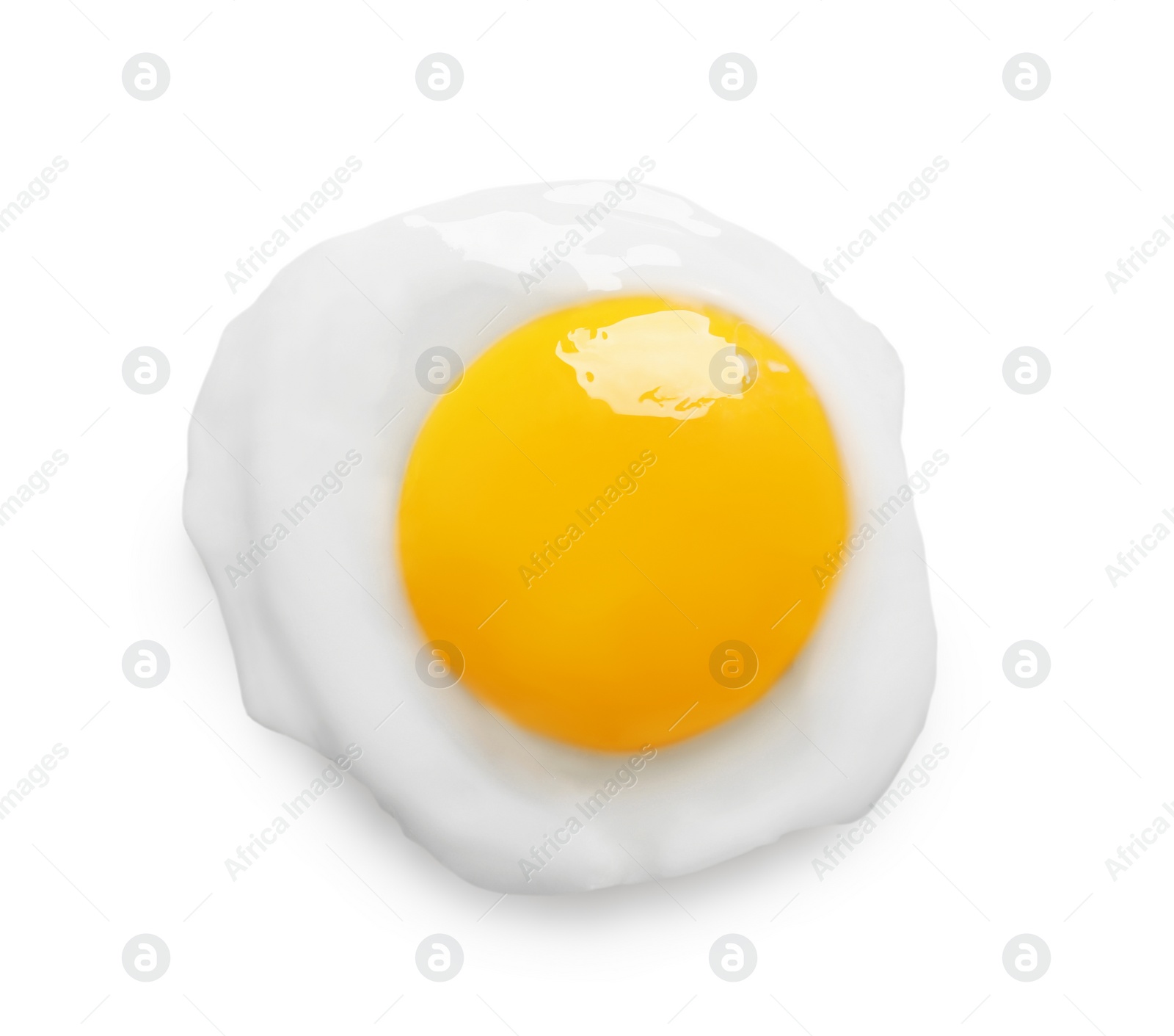 Photo of Tasty fried chicken egg isolated on white, top view