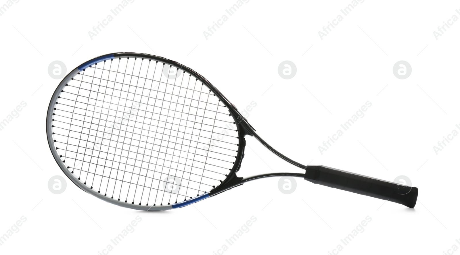 Photo of Tennis racket isolated on white. Sports equipment