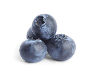 Photo of Fresh ripe tasty blueberries on white background