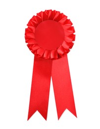 Photo of One red award ribbon isolated on white