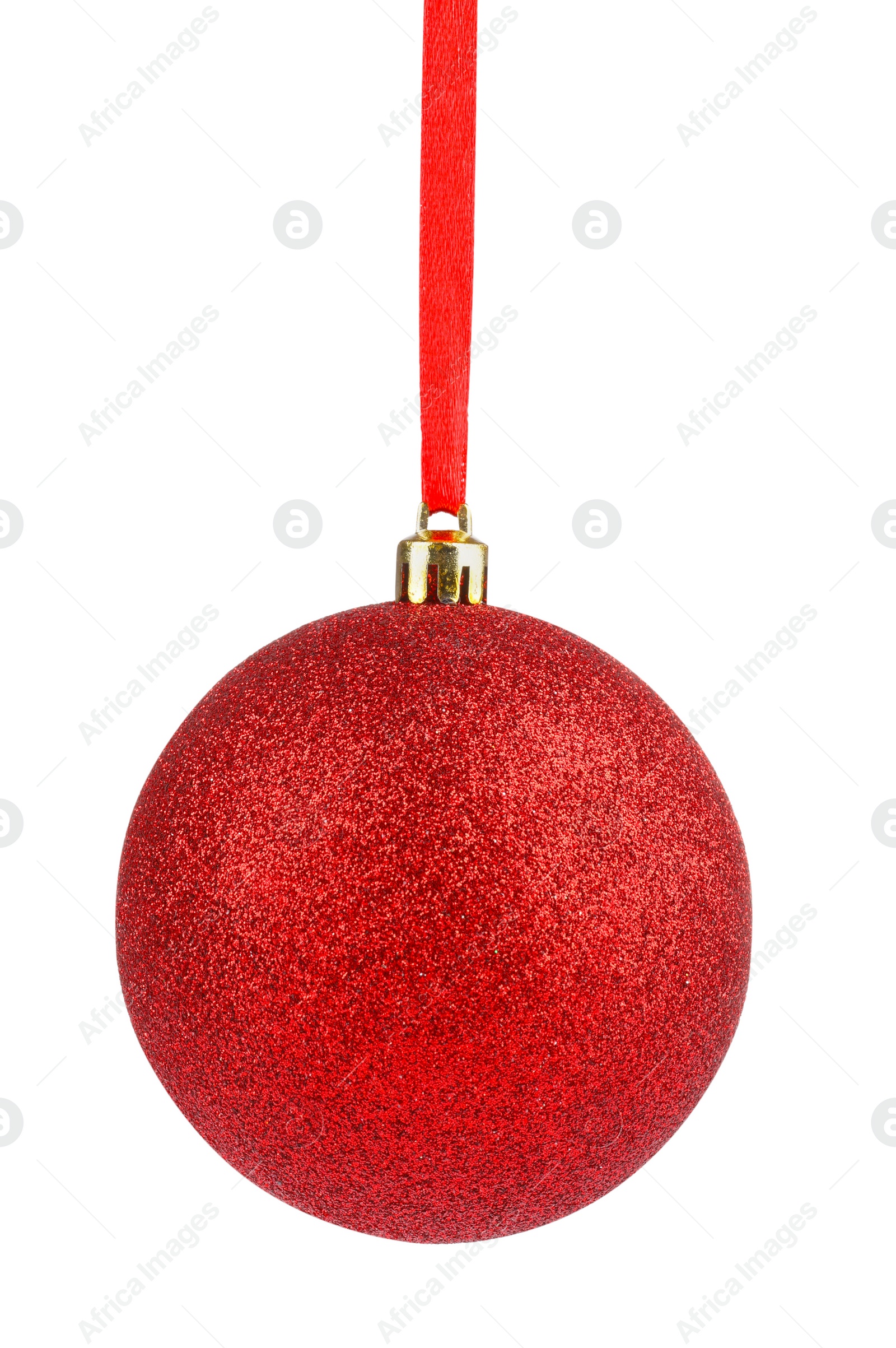 Photo of Beautiful red Christmas ball isolated on white