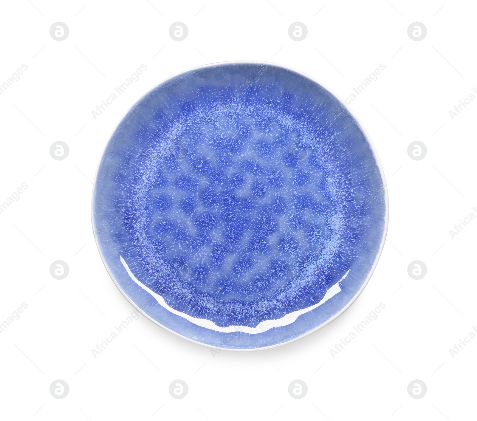 Photo of One ceramic plate isolated on white, top view