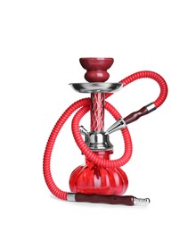 Photo of New modern red hookah isolated on white