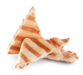 Photo of Delicious crispy pita chips on white background