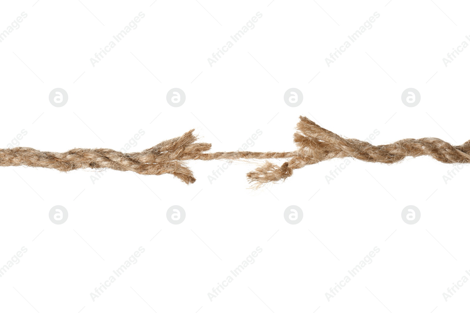 Photo of Rupture of hemp rope on white background