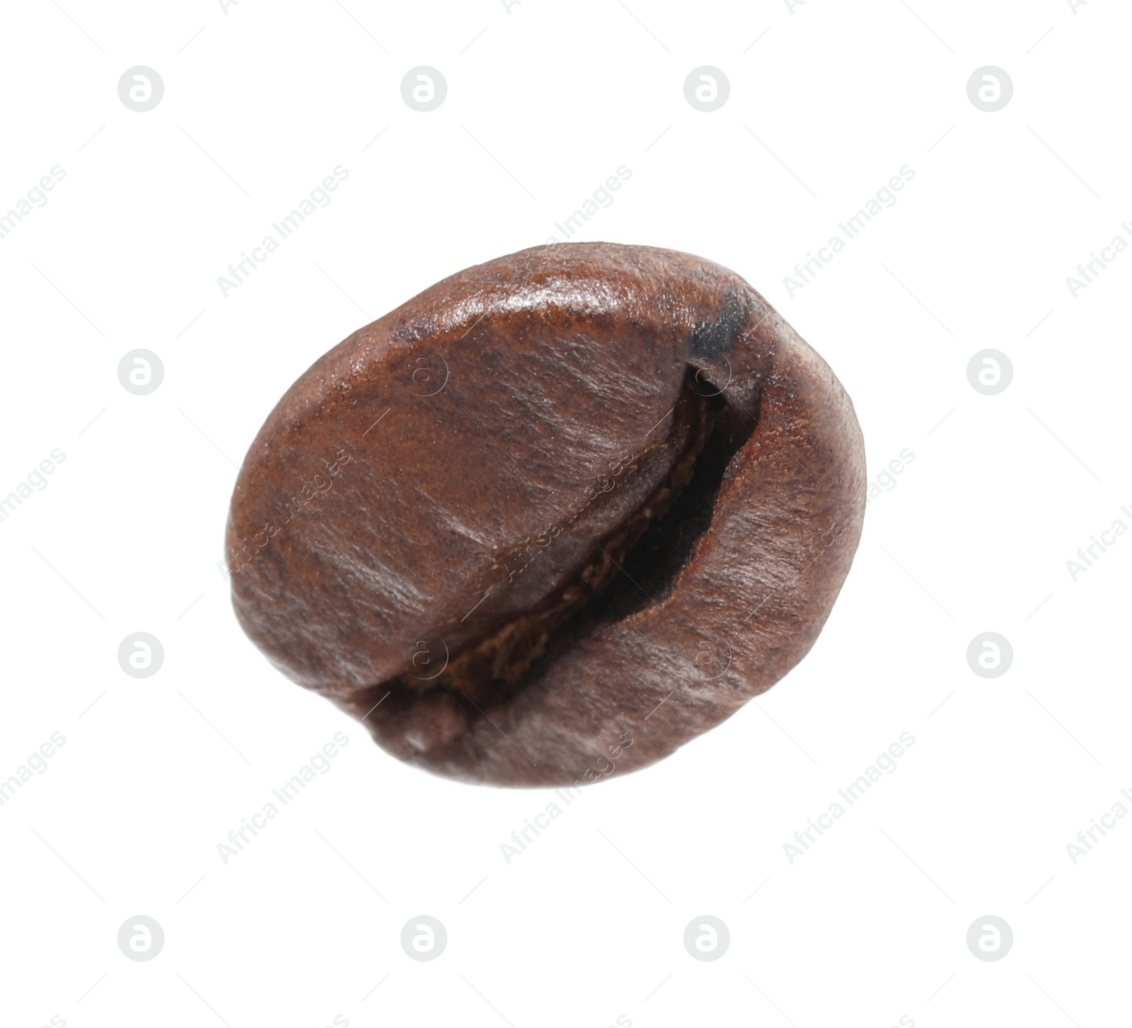 Photo of One aromatic coffee bean isolated on white