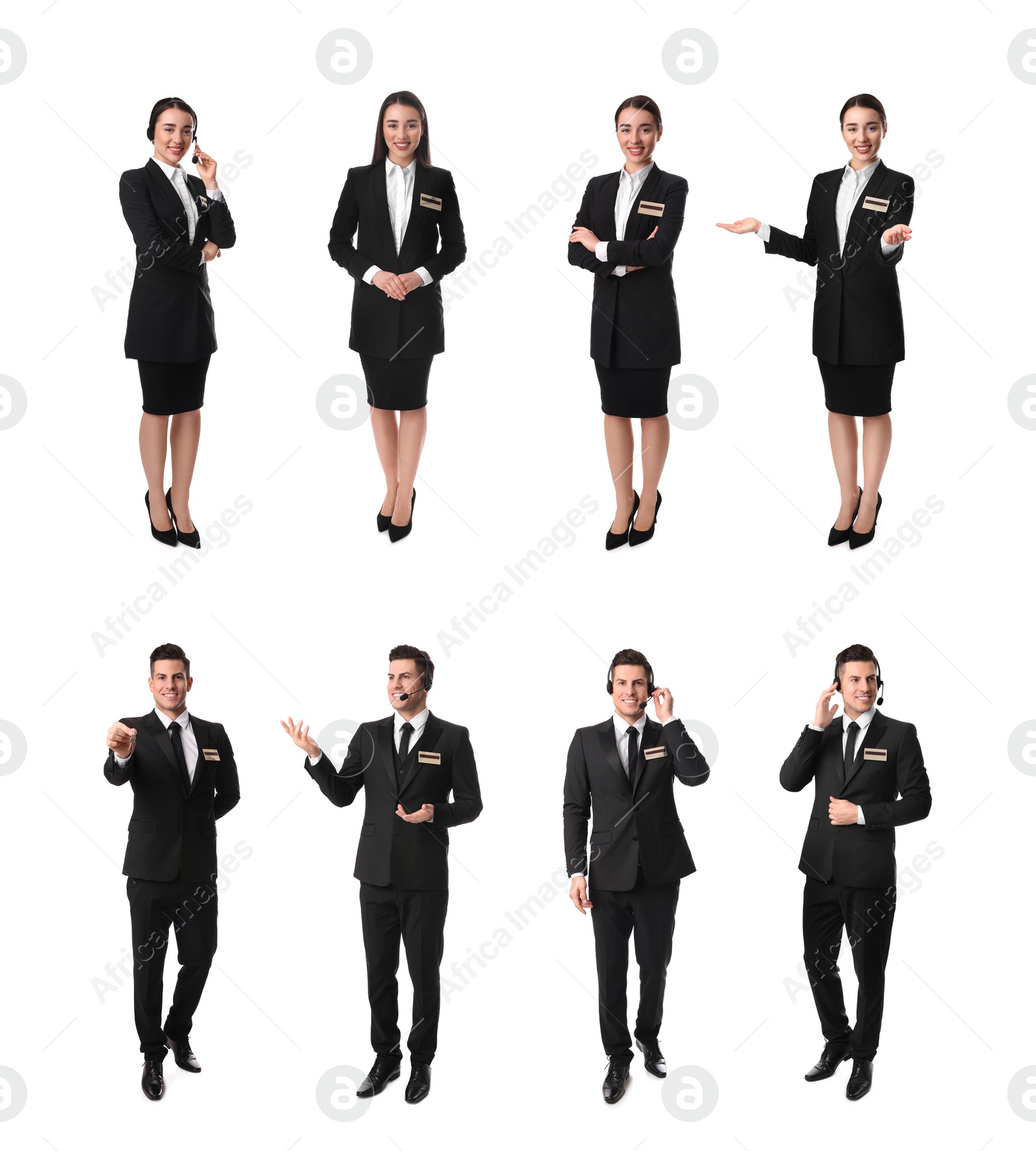 Image of Collage with photos of receptionists on white background