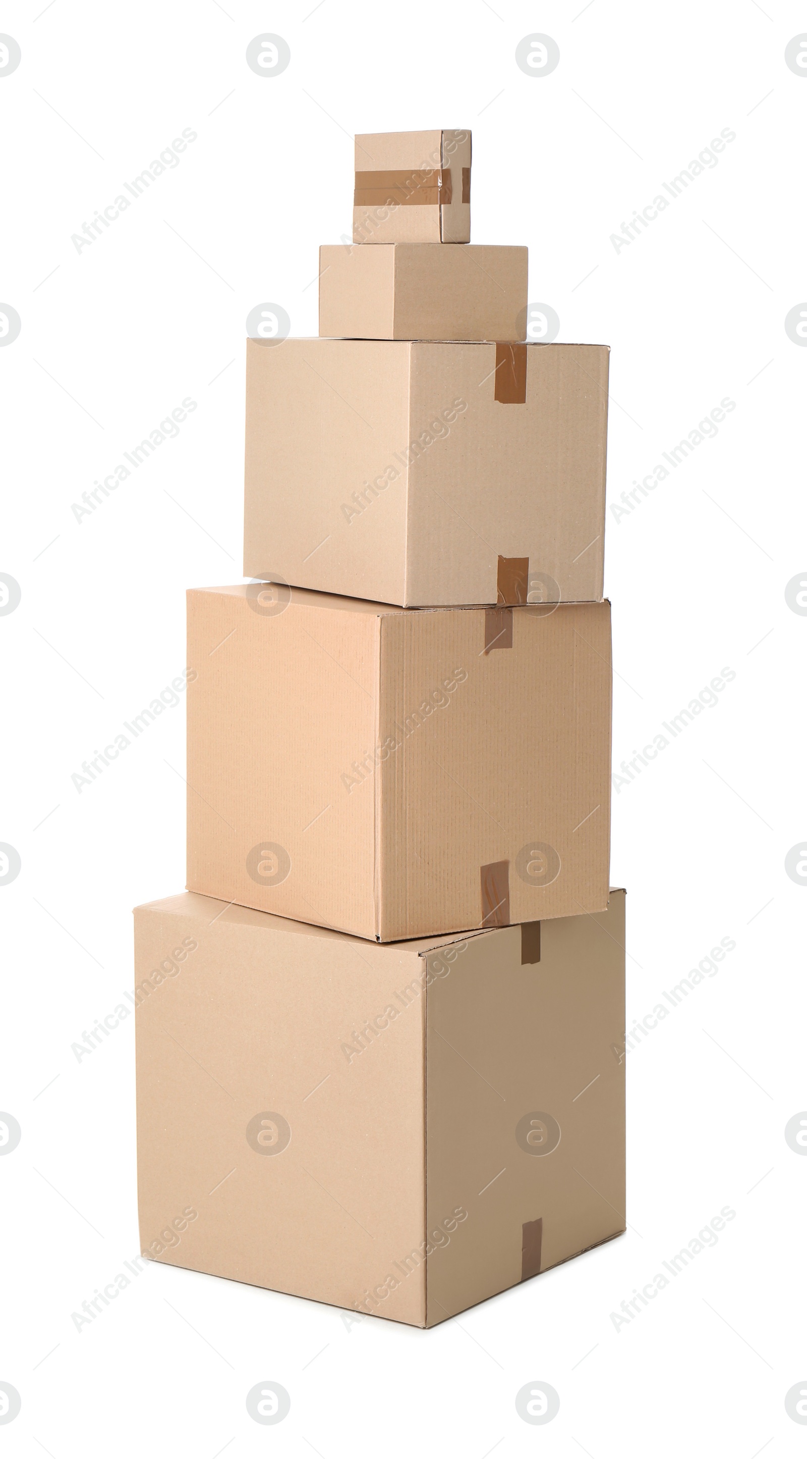 Photo of Cardboard boxes on white background